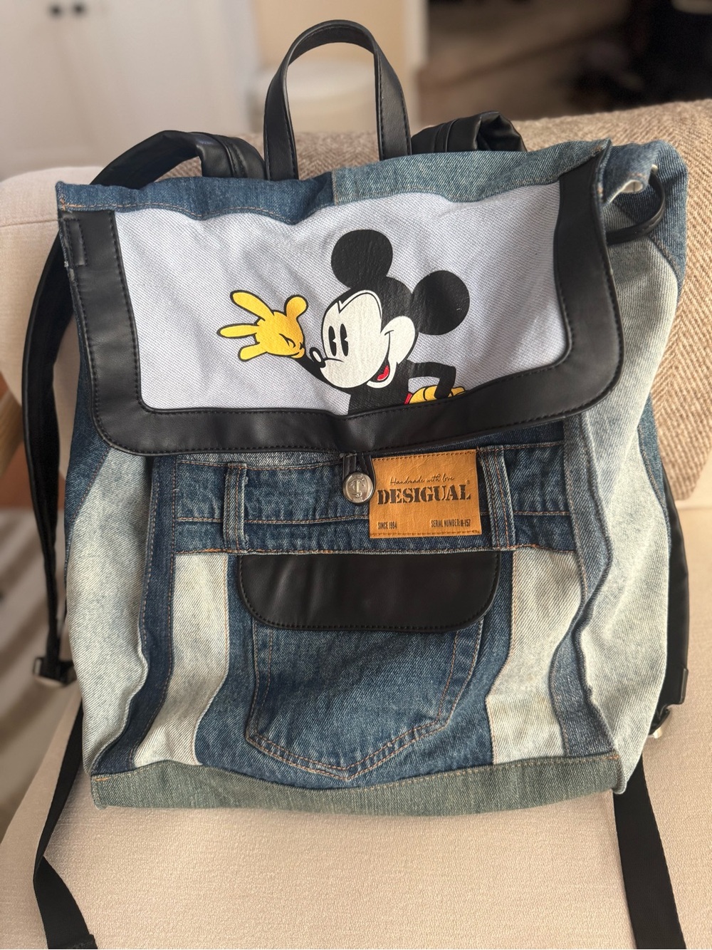Desigual Blue Denim Mickey Mouse Backpack
